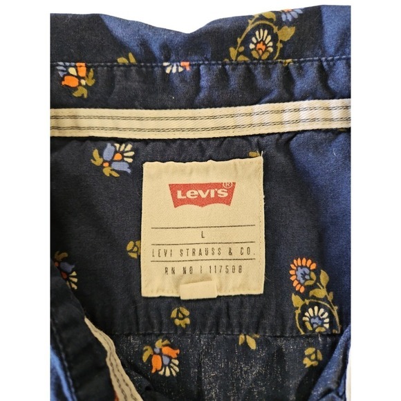 Levi's Floral Button Up Short Sleeve Shirt Women's Sz Large - Picture 2 of 7